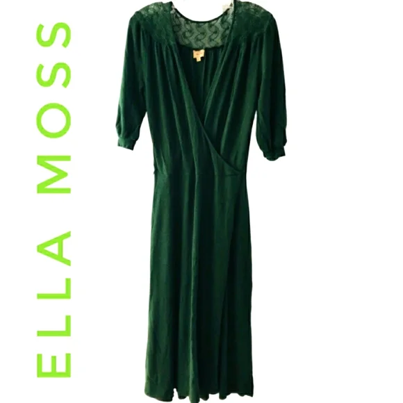 Ella Moss | Dresses | Ella Moss Surplice Emerald Green Sweater Dress |  Poshmark